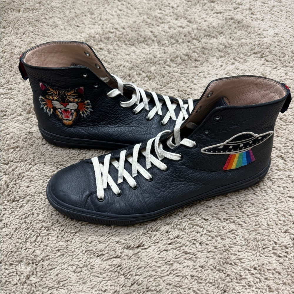 Gucci Black High-Top Sneakers with Embroidered Designs